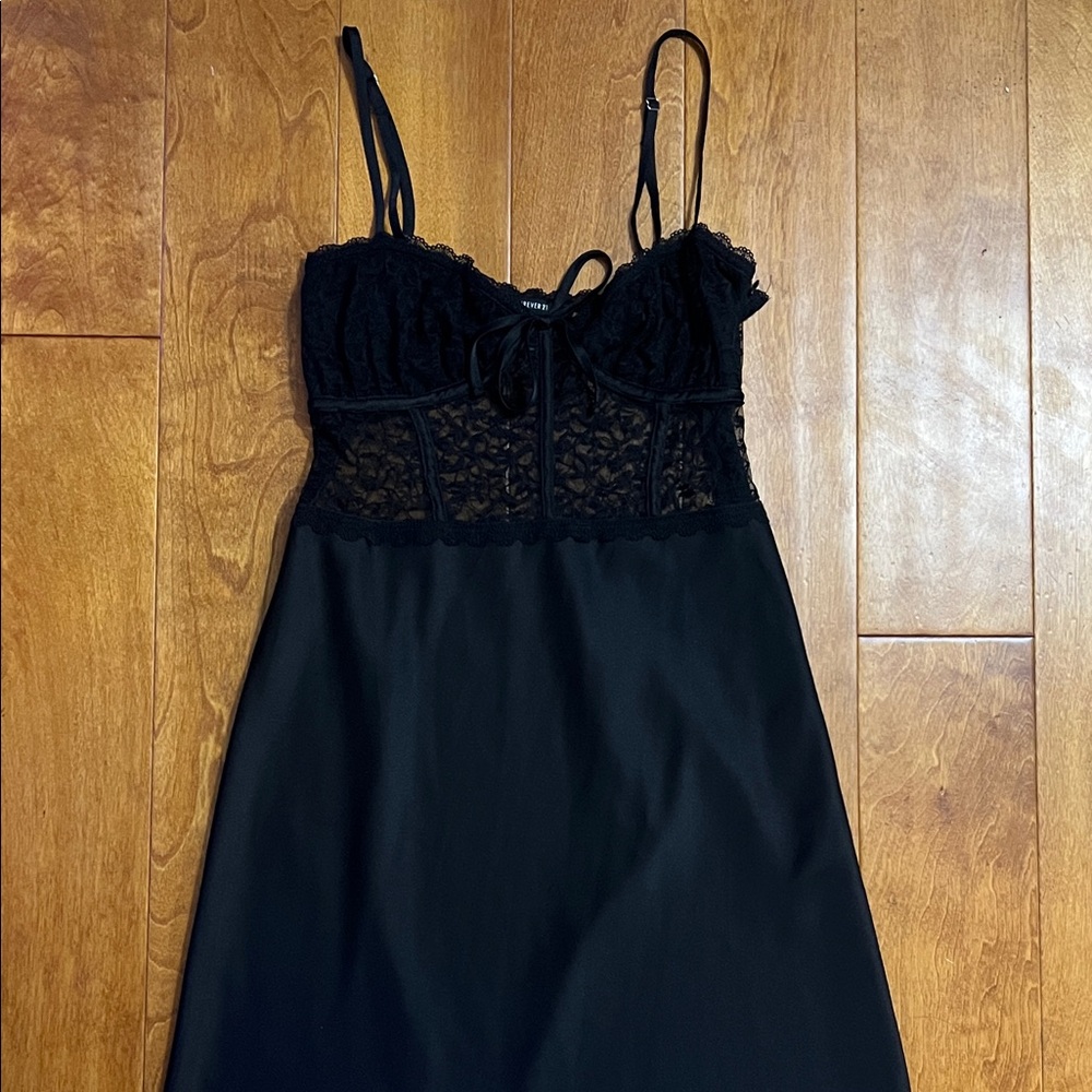 Forever 21 Y2K Black Lace Slip Dress Sz M Whimsigoth Grunge Fairy Romantic Midi - Picture 1 of 11